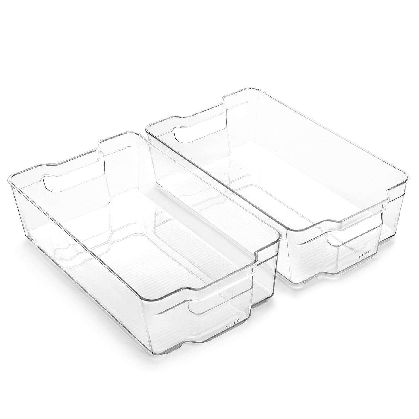 BINO Stackable Storage Bins XLarge 2 Pack THE STACKER COLLECTION Clear Plastic BuiltIn Handle BPAFree Containers for Organizing Kitchen Pantry MultiUse Organizer