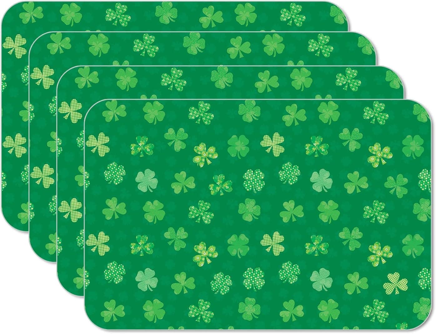 CounterArt Shamrock Shenanigans 4 Pack Easy Care Flexible Plastic Placemat Made in The USA BPA Free Easily Wipes Clean