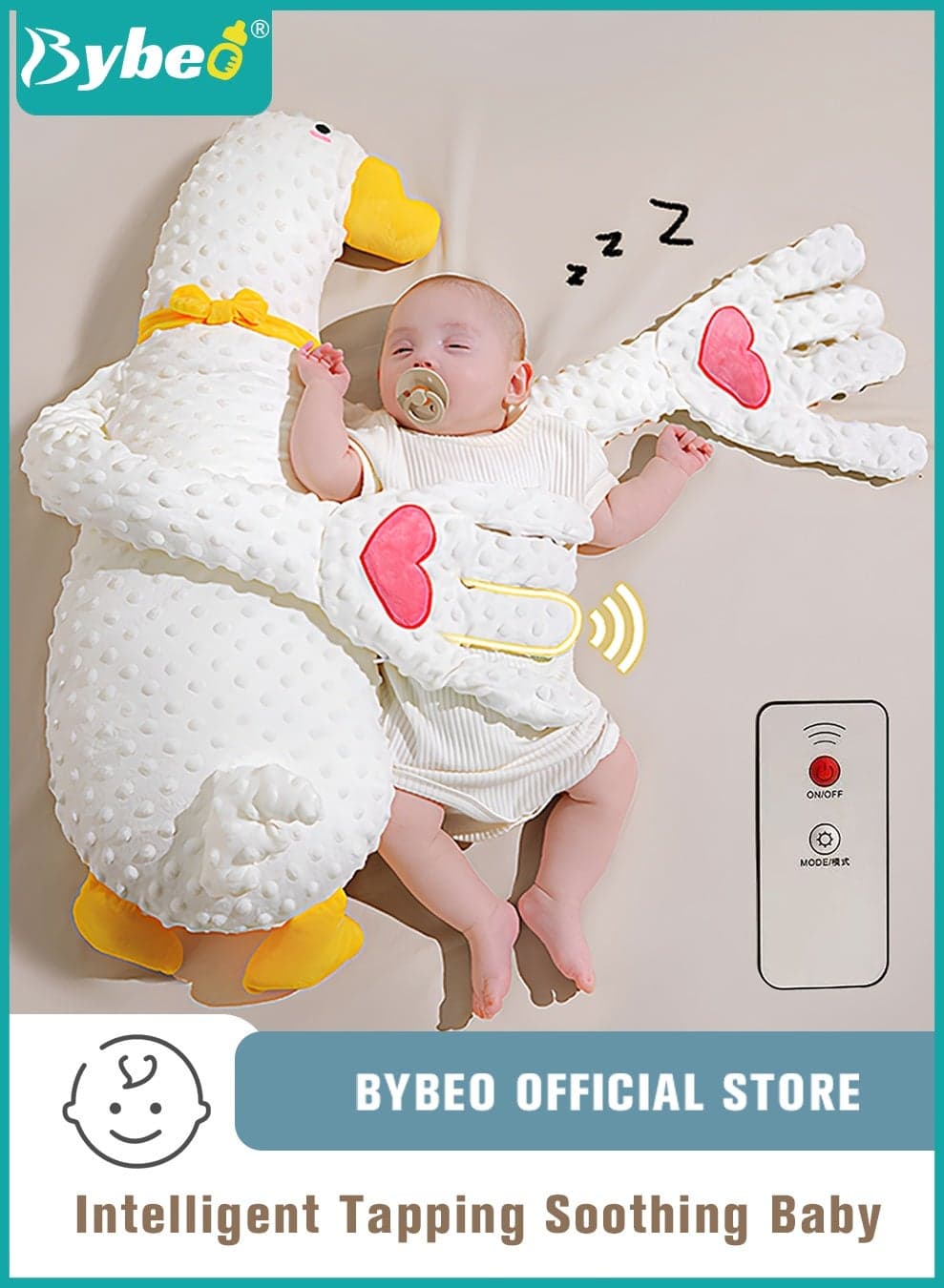 Baby Sleep Soothing Doll with Automatic Soothing Palm, Newborn Patting Pillow, Baby Sleep Soother, Baby Sleeping Nursing Pillow with Remote Control, Infant Exhaust Pillow for Startle Prevention,Cute Duck Shape