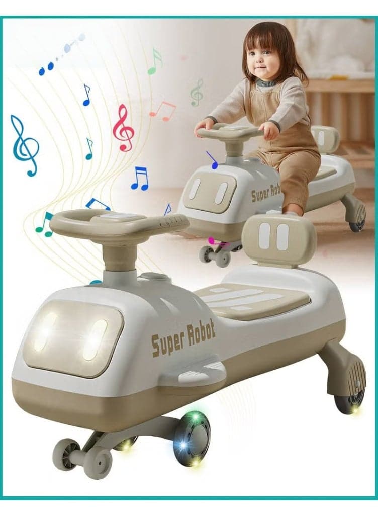 Ride on Car for Kids, Extended Baby Swing Car, Magic Baby Cars for 1-6 Years Boys Girls, Ride-On Toys for Kids Toddlers, Twister with Silent Wheels, Light, Music and Backrest, for Riding with Parents