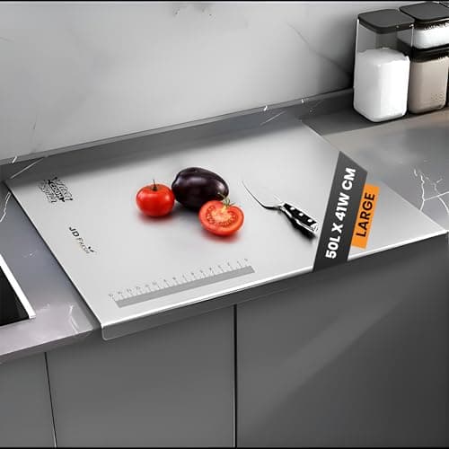 JD FRESH Extra Large 304 Stainless Steel Chopping Board/Cutting Board/Non Slip/Chopping Board for Kitchen/Vegetable Cutting Board/Kitchen Cutting Boards/Vegetable Cutter Steel (50 x 41 cm)