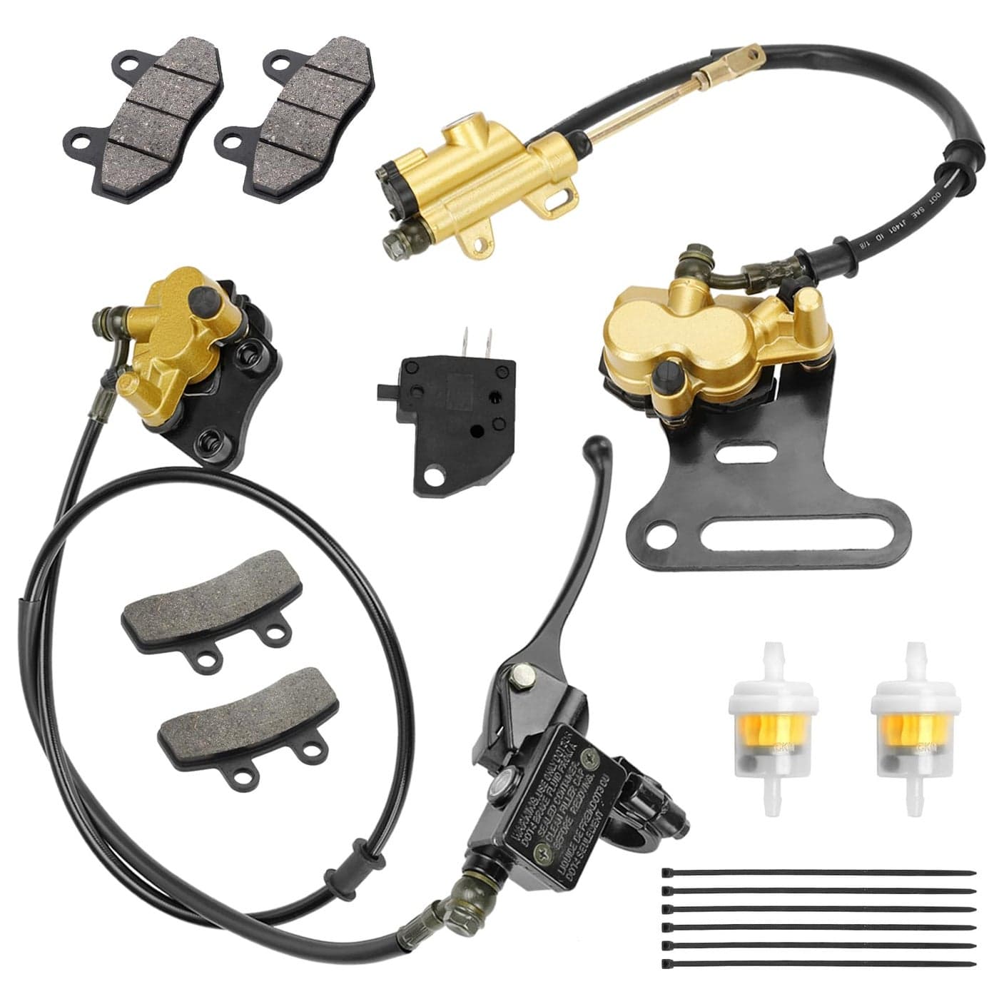 XIKOBY Pit Bike Front Brake 12mm Rear Hydraulic Disc Brake Caliper Assembly Compatible with Apollo SSR 125cc 110cc Tao Tao Coolster Roketa Xpro 4Stroke 50cc 70cc 90cc Chinese Dirt Bike Parts