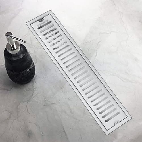 EVANEX EVANEX Bathroom Drain Drainer | 24x4 Inch 304 Grade Stainless Steel Shower Drain Channel | Drain Strainer for Bathroom with Cockroach Trap (Silver Classic, 18 x 4 Inch)