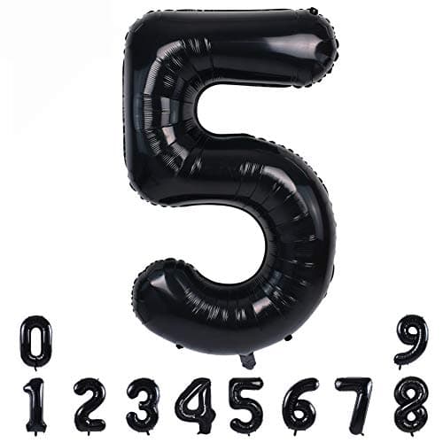 TONIFUL 40 Inch Black Large Numbers09Number 5 Digital 5 Helium BalloonsFoil Mylar Big Number Balloons for 2026 Graduation New Year Eve Birthday Party supplies Decorations