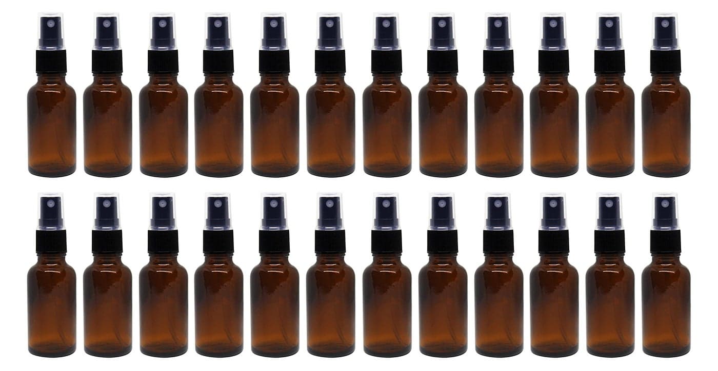 nsb herbals 30 ml Refillable Amber Fine Mist Spray Glass Bottles with Leak Proof Spray Pump for Multipurpose uses for DIY Perfume, Essential Oils, Blends, Aromatic Water, Beauty Products (Pack of 24)