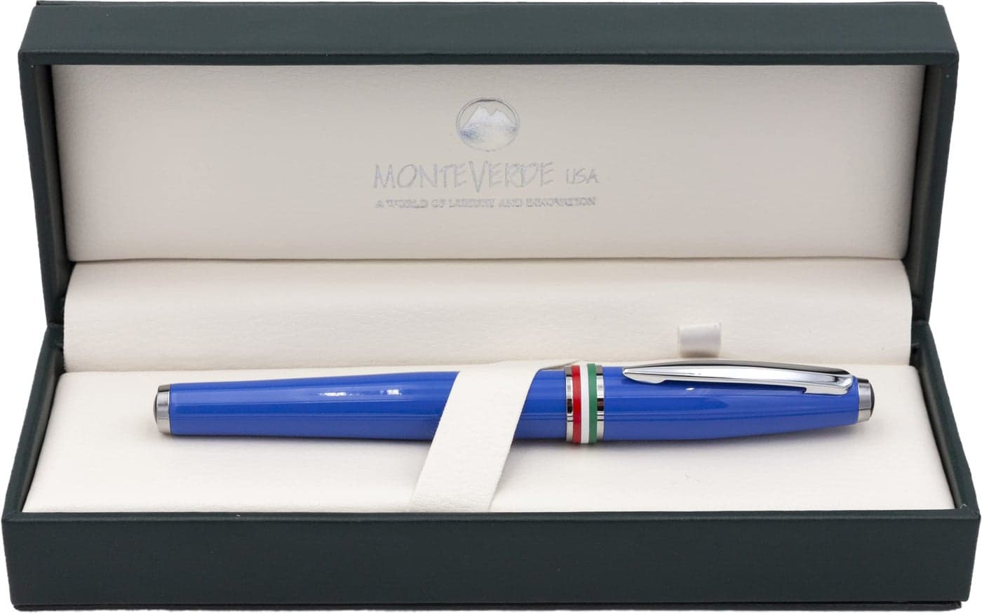 Monteverde USA Aldo Domani Italia Fountain Pen Exotic Blue - Medium Nib - Luxury Writing Pen - Italian Design - JoWo Stainless Steel Nib - Smooth Ink Flow - Refillable - Gift Box Included