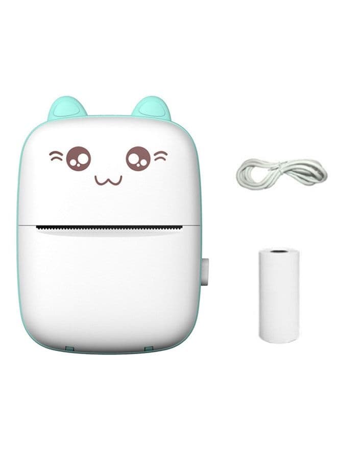 Multifunctional Mini Portable Thermal Printer with 1 Roll Paper Blue/White