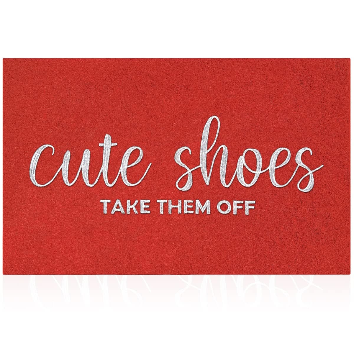 Entryway Cute Shoes Take Them Off Outdoor Door Mats with Rubber Backing Indoor Doormat for Home Entrance Non Slip Natural Entrance Mat 24 x 36 Inch Red