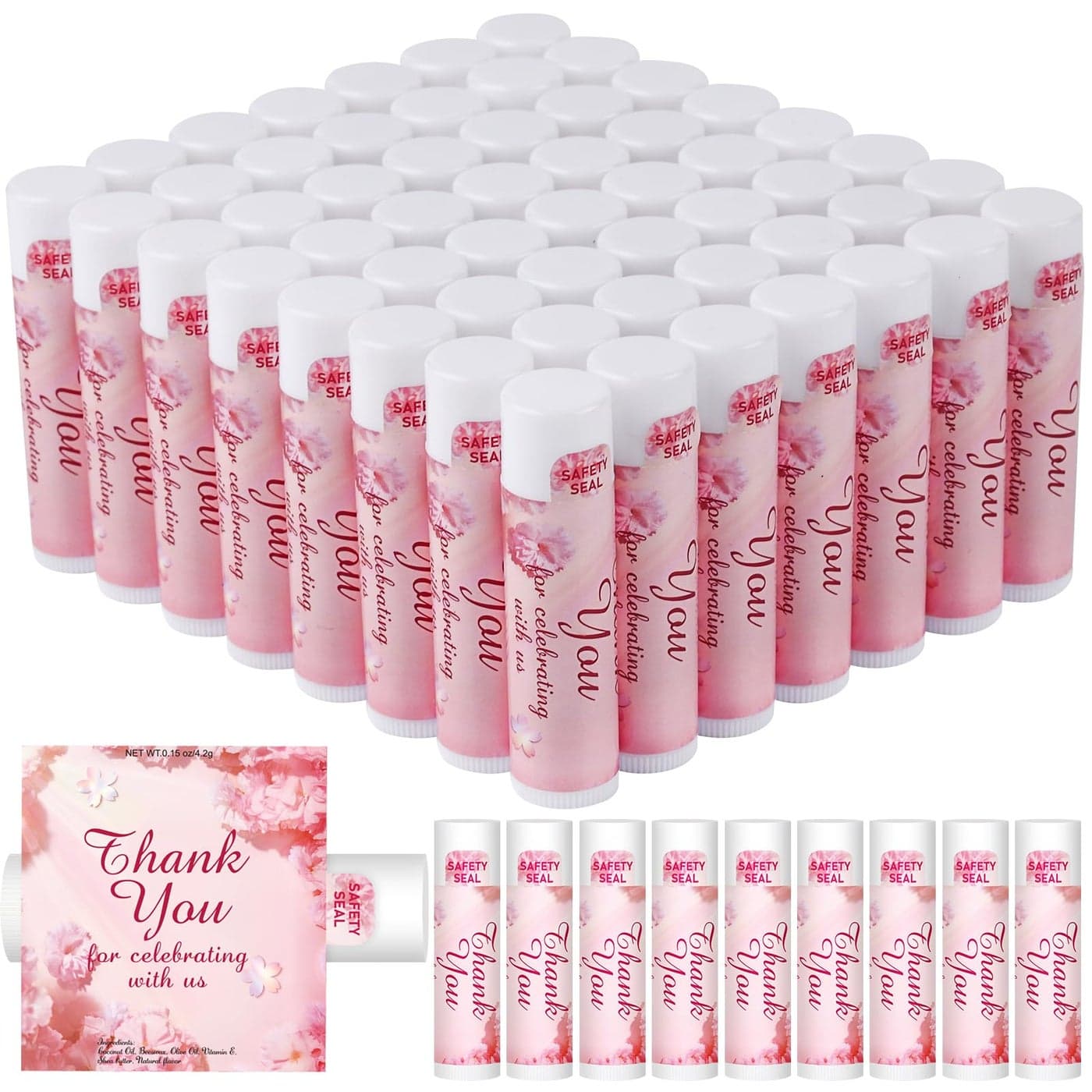 DMSKY 60 Pcs Wedding Bridal Shower Lip Balm Bulk Bachelorette Souvenir Baby Shower Favors Wedding Party Favors for Guests Thank You Gifts for Women Coworker Staff