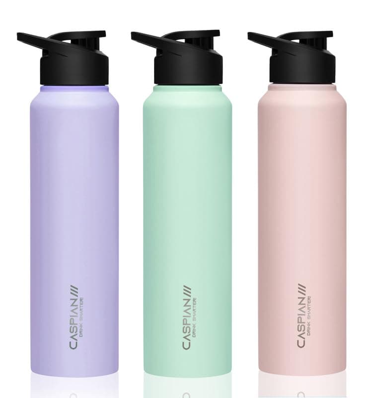 CASPIAN /// HIke ISI Certified Stainless Steel Water Bottle 1ltr. (Multi-colour, 1 Litre, Set of 3) | Leak Proof Sipper for Fridge Home Office Travel School Kids Boys Girls Adults Sports Gym| BPA Free