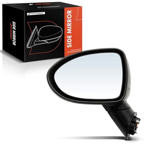 A-Premium Driver Side Manual Door Mirror - Compatible with Kia Rio 2014 2015 2016 2017 - Heated Manual Folding Black Smooth Outside Rear View Mirror - Replace# 876101W141, KA1741250CL