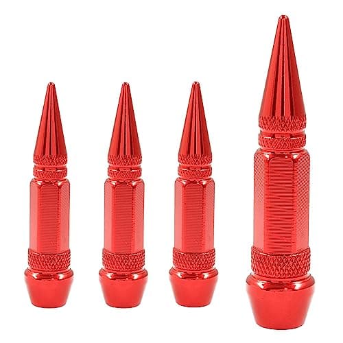 BokWin 4 Pcs 60mm Spike Valve Stem Caps Aluminum Tire Valve Caps Wheel Valve Stem Caps for Car Trucks Bikes MotorcyclesRed