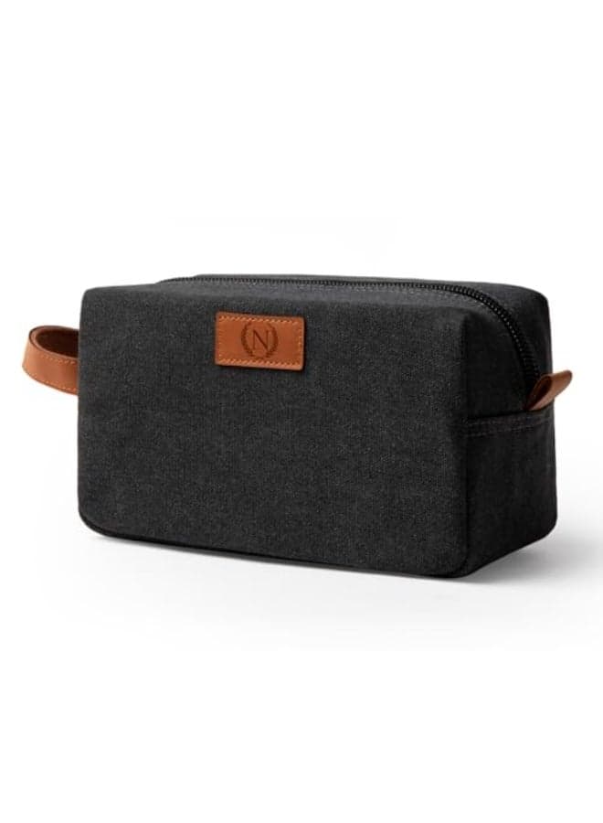 Janhavi Toiletry Bag For Men Waterproof Personalized Laser Engraved Initials Wheat Ear Make Up Bag Traveling Mens Accessories Organizer Mens Travel Bag Toiletry Gifts for Him Dark Grey N