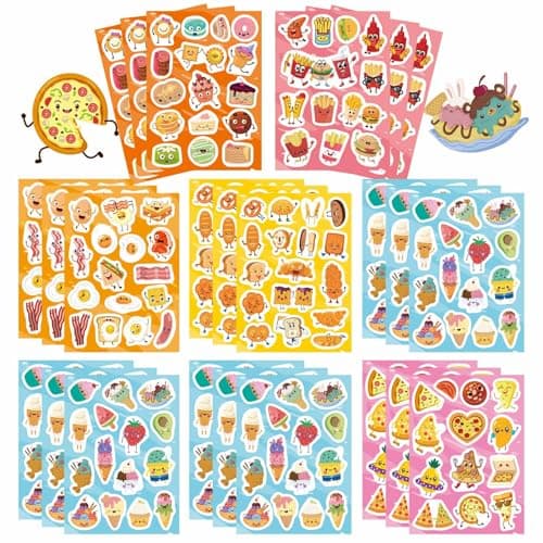 DUJAA 363PCS Cute Food Theme Stickers Including Pizza Bacon Eggs Hot Dogs Buns Fries Burgers Ice Cream Cake Reward Stickers for Classroom Teacher Parents