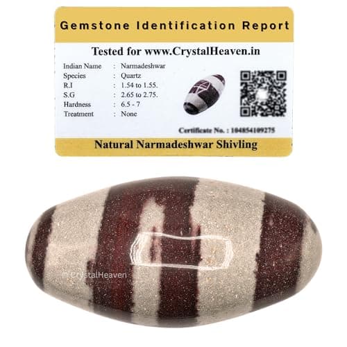 Crystal Heaven Certified Narmadeshwar Shivling Original-1.5" Shiv Linga For Puja Home Office Vastu,Natural Narmada River Stone(1 To 1.5 Inches,Polished)