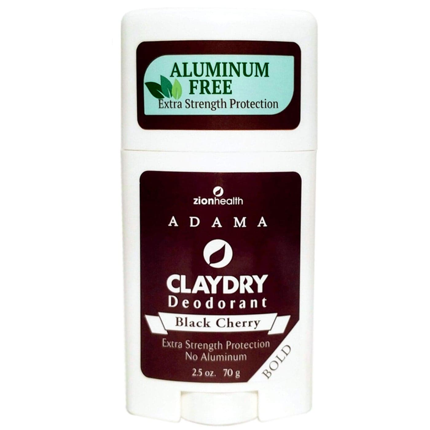 Zion Health Adama Bold Black Cherry Clay Dry Deodrant With Extra Protection, Aluminum Free, 2.5 Oz