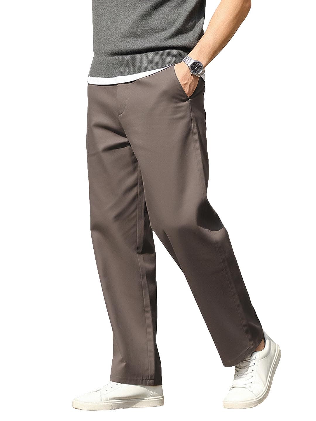 Urbano Fashion Men's Dark Grey Loose Baggy Fit Solid Chino Trousers Non-Stretchable (chinoloose-dgrey-28)