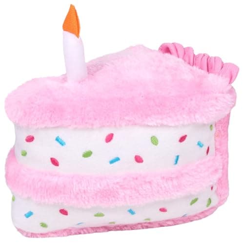 ZippyPaws Birthday Cake Dog Squeaky Toys to Keep Them Busy Funny Food Plush for Small Medium Large Dogs Cute Stuffed Puppy Toy Pet Products Gift for Dogs of All Breeds Soft and Cuddly Pink