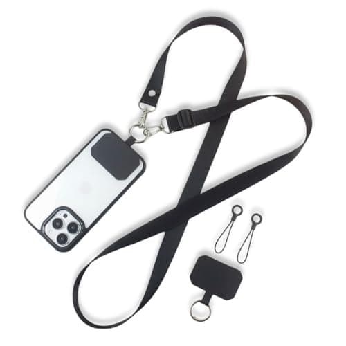 AccuPrints Sumiko Crossbody Utility Phone Lanyard - Strap | Phone Necklace Comfortable Around The Neck, Compatible with All Smartphones (Black Strap)