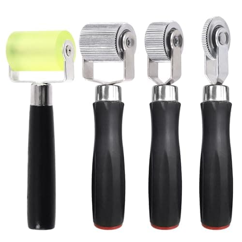 Rustark 4Pcs Car Sound Deadening Roller Set with Rubber Seam Roller, 4 Different Sizes Auto Soundproofing Sound Deadener Rollers for Car Noise Sound Deadening Installation (6mm 20mm 40mm 50mm)