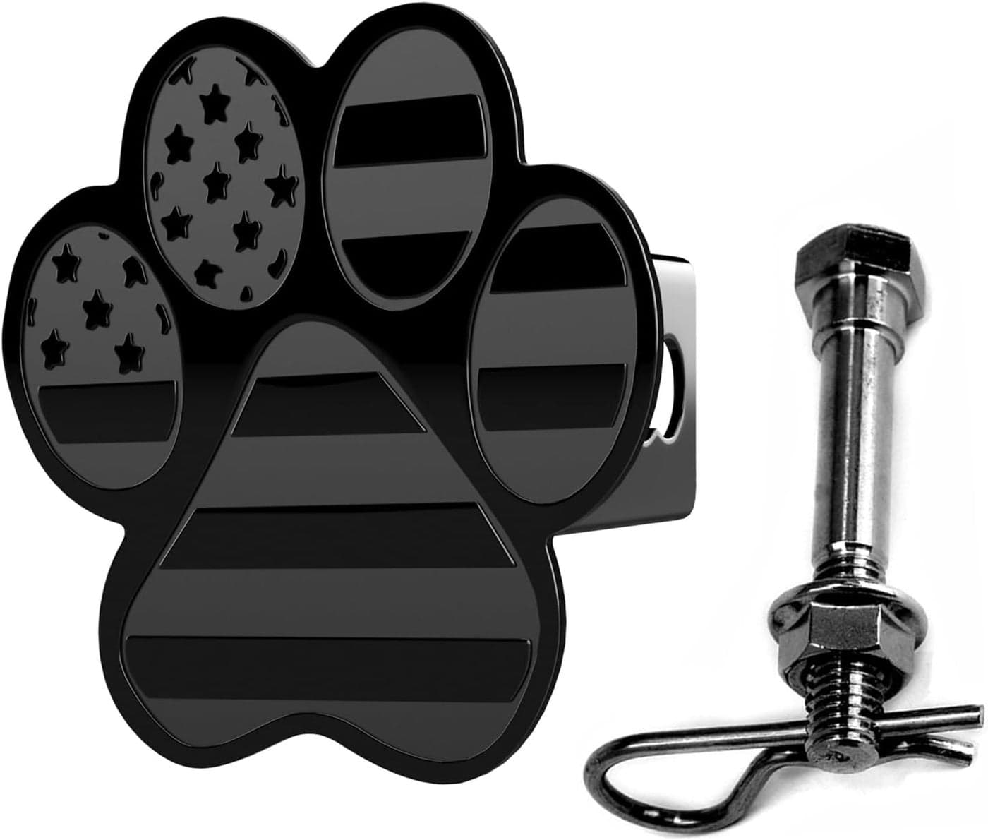 eVerHITCH Dog Paw Foot Metal Hitch Cover with Anti-Rattle Pin Bolt (Fits 2" Receiver, Black)