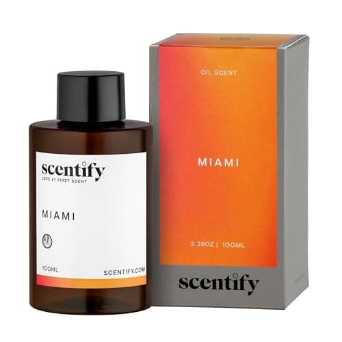 Scentify Miami Aroma Oil Refill Scent for Oil Diffusers - Creamy, Cashmere, Sandalwood, Musk Scents - Luxurious Relaxing Aromatherapy Diffuser Fragrance 100ml, 3.38 oz