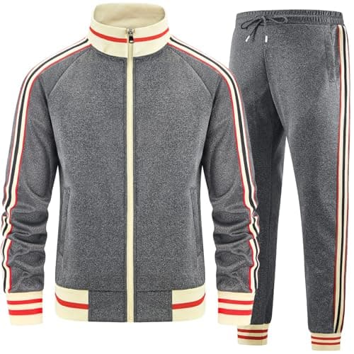 dioxoib Track Suits for Men Set 2 Piece Tracksuits Mens Sweatsuits Sets Jogging Two Piece Outfits Athletic Clothes Jogger Sweat Suits Running Sport leisure Clothing Grey Ai-TZ011-XL