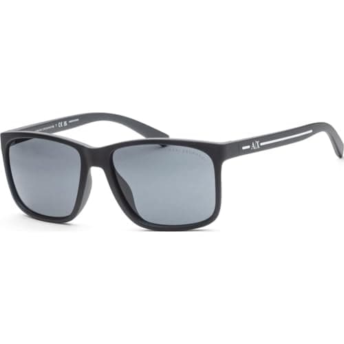 A|X ARMANI EXCHANGE Unisex AX4041SF Low Bridge Fit Square Sunglasses, Matte Blue/Grey, 58 mm