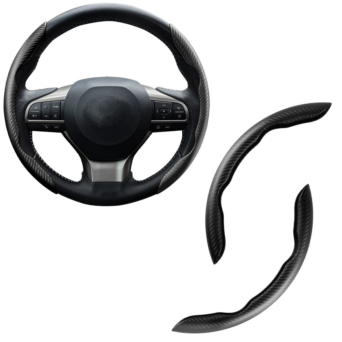 Amiss Car Carbon Fiber AntiSkid Steering Wheel Cover Segmented Steering Wheel Protector Butterfly Cover Universal 99 Car Wheel Cover Protector Car Interior Accessories