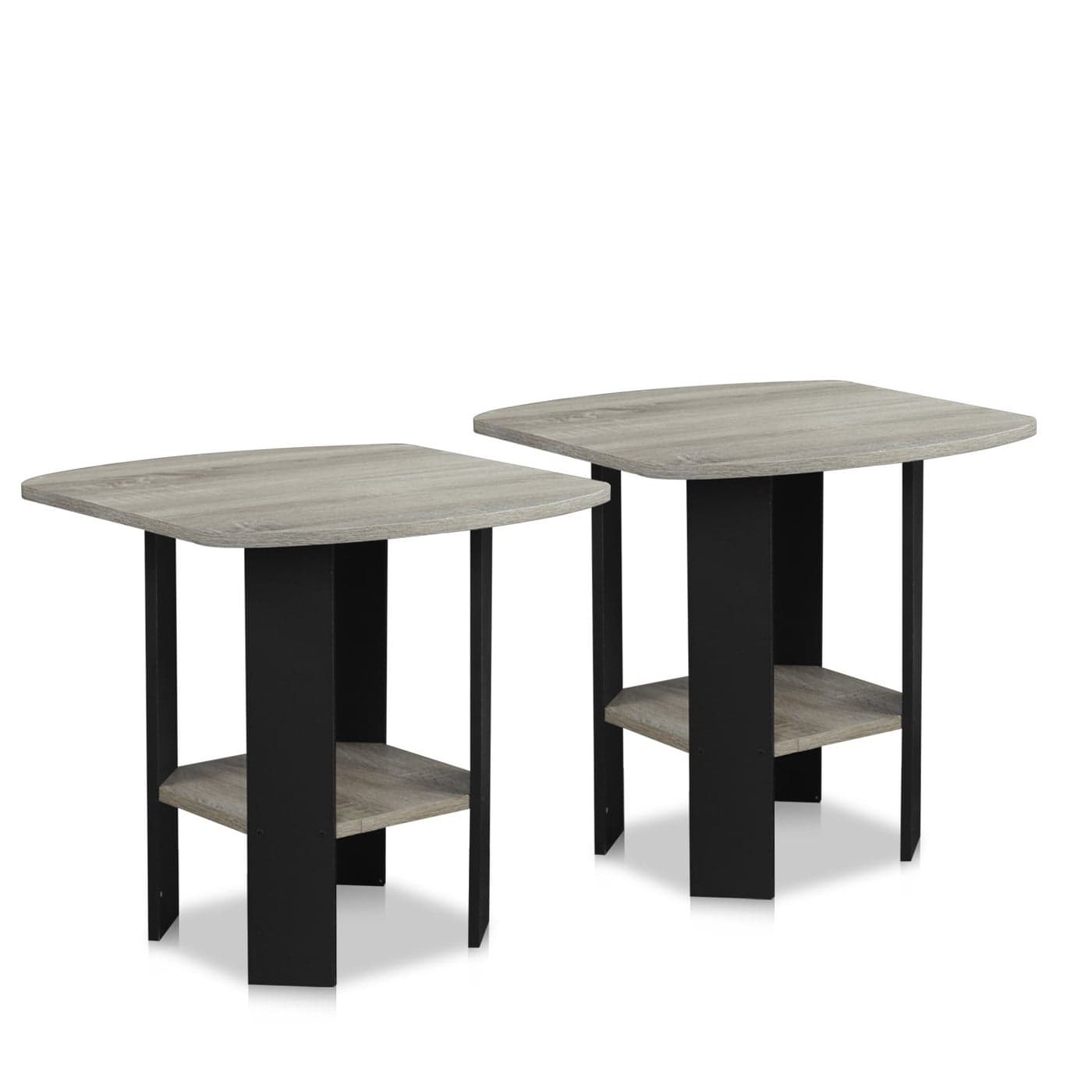 Furinno Simple Design End Table 2Pack French Oak GreyBlack