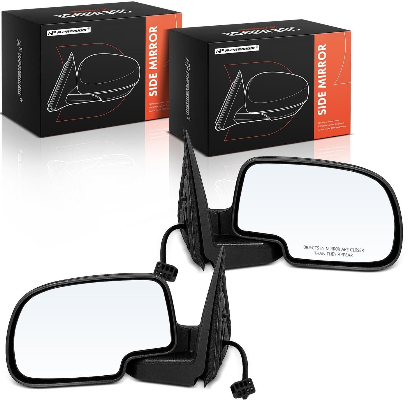 APremium Pair 2 Driver and Passenger Side Power Door Mirror Compatible with Chevrolet Silverado 1500 2500 3500 Tahoe Suburban GMC Sierra Yukon Cadillac Escalade NonHeated Manual Folding