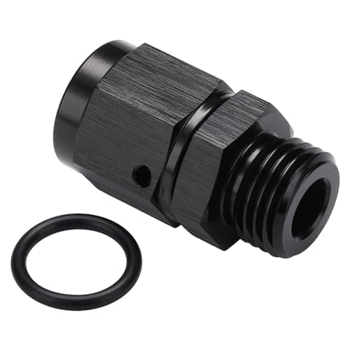 Podavelle 6AN Female Flare Swivel to 6AN 6 ORB Male Oring Boss Fuel Rail Fitting Adapter Straight Aluminum Black