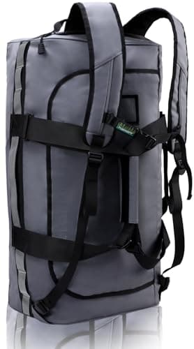 Haimont Gym Duffel Backpack Bag for Men Large Sports Duffle Bags with Backpack Straps for Hiking Travel Weekender Workout, Water Resistant, Gray, 60L