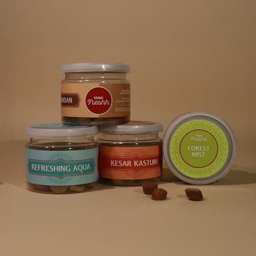 Vedic Air Freshener Use Living Room Office Home Fresheners Put 1 Tablet to Your Diffuser, Enjoy Long Lasting Aroma Set 4 (Aqua, Mist,Chandan, Kesar-Kasturi)