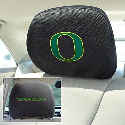 FANMATS 14772 Oregon Ducks Embroidered Head Rest Cover Set - 2 Pieces