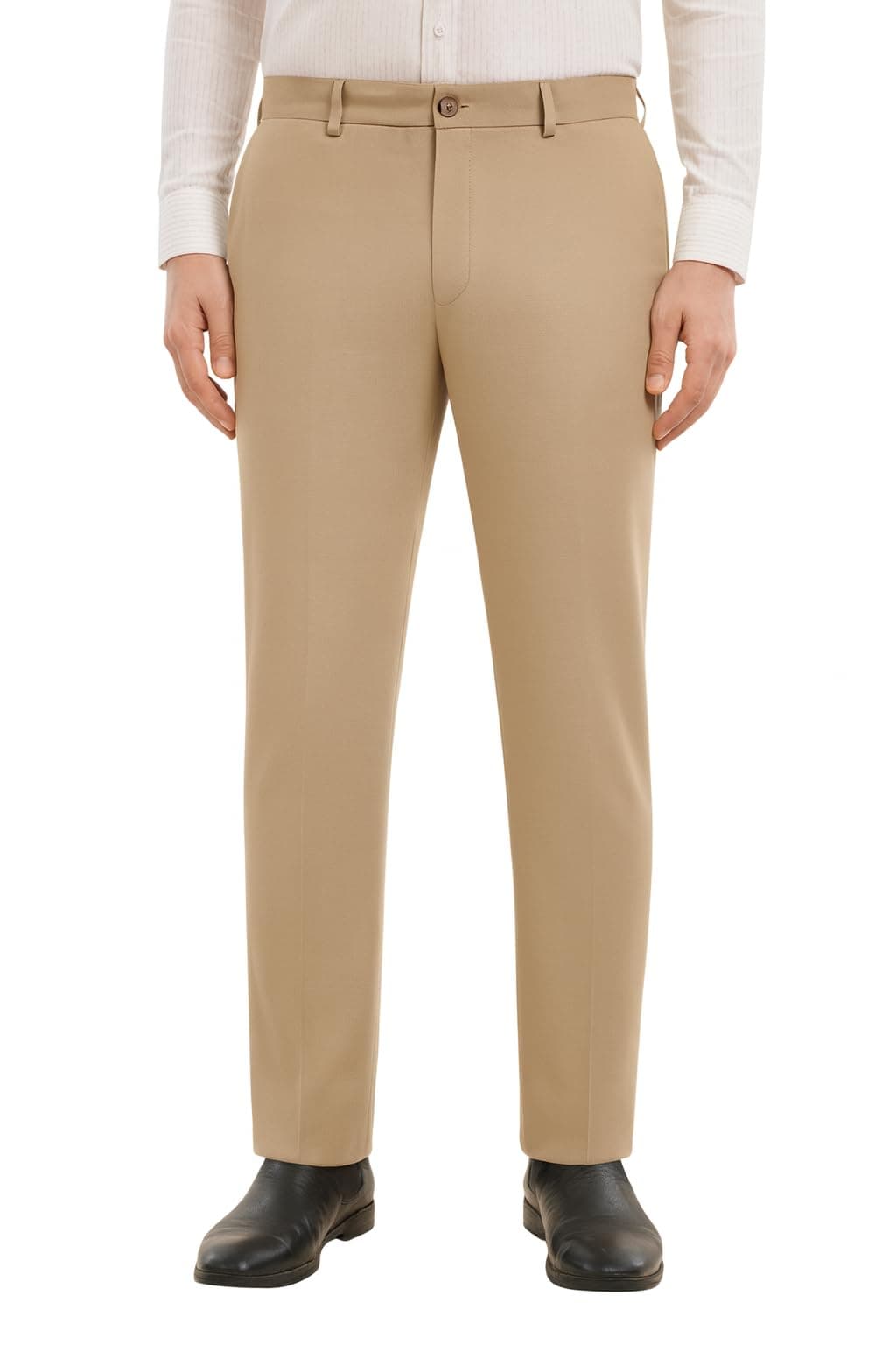 SaintX Men's Regular Fit Formal Trousers | Wrinkle Resistant | Easy Care | Stretchable Triple Blend Fabric | Everyday Office & Business Wear | Comfortable & Breathable Work Wear (ST24_Beige_32)