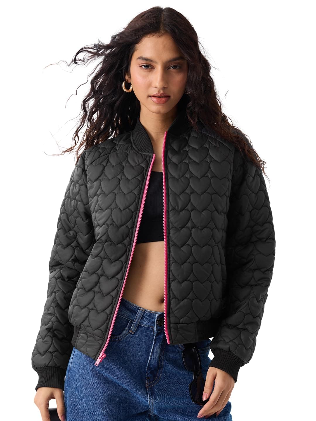 The Souled Store Heartfelt Women and Girls Long Sleeves Spread Collar Quilted Polyester Regular Fit Lightweight Summer Layering Puffer Jacket