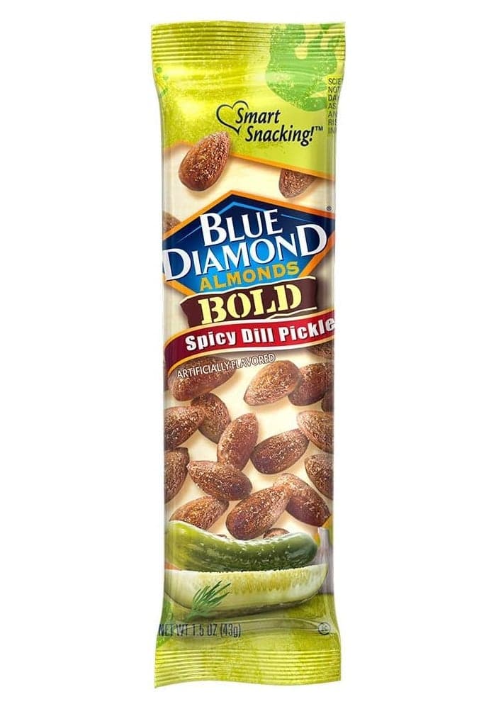 Blue Diamond Almonds Bold Spicy Dill Pickle Flavored Snack Nuts - 1.5 Oz. Tubes, Pack of 12