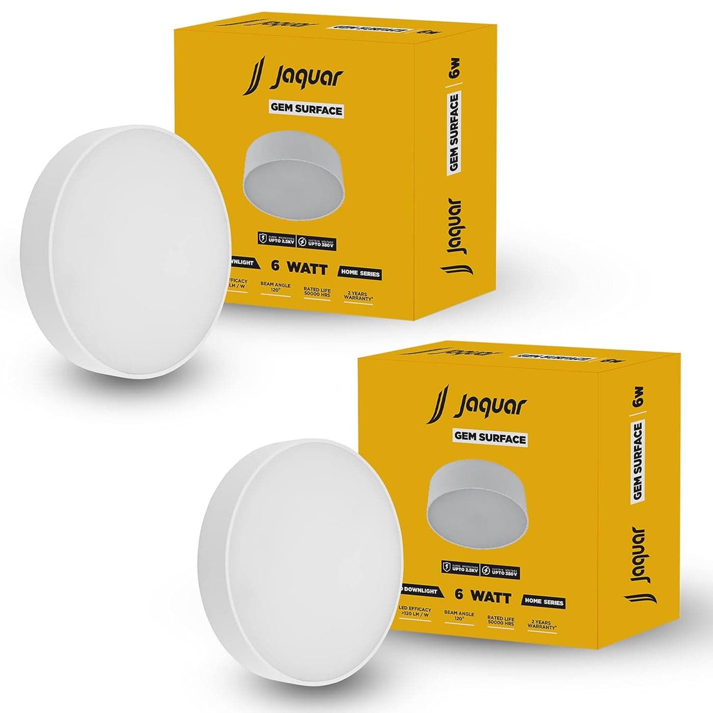 Jaquar 6W LED Gem Trimless Round Surface Mount Down Light No False Ceiling Required Warm White3000K Pack of 2