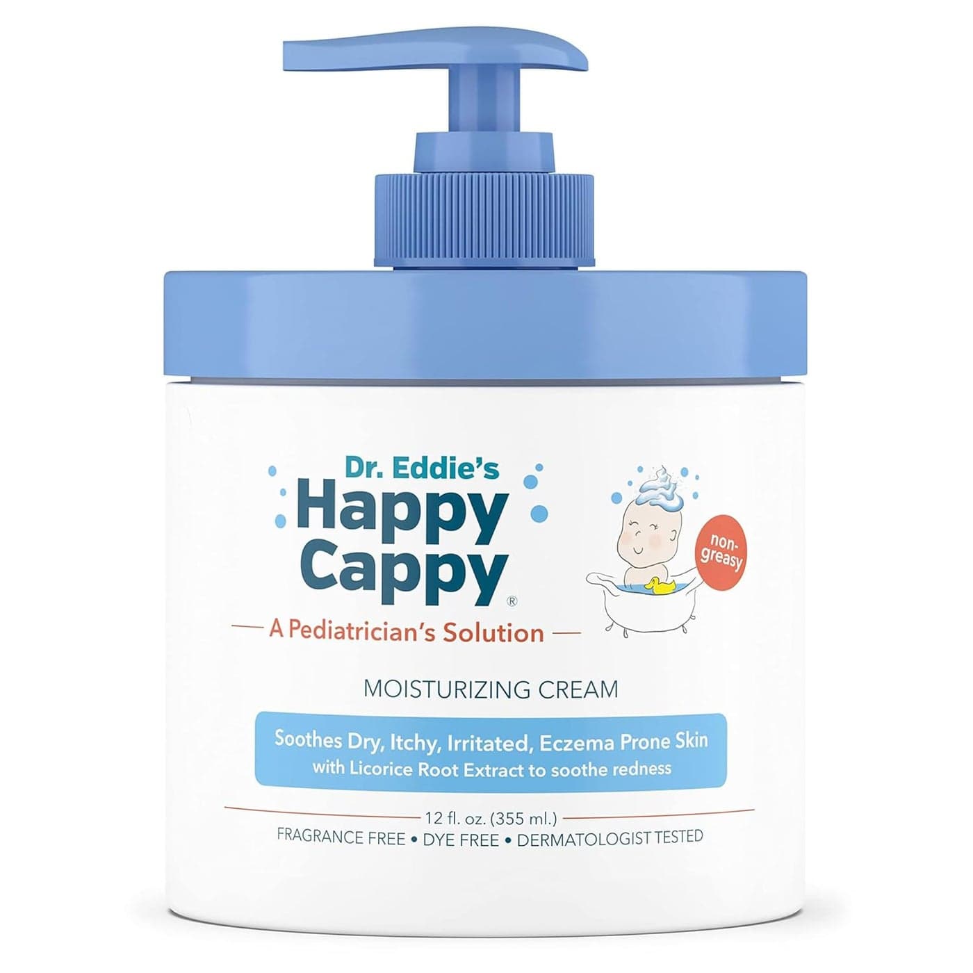Happy Cappy Moisturizing Cream Baby Cream for EczemaProne Skin Dry Skin Lotion for Infants Toddlers Kids PediatricianFormulated Gentle Paraben Free Hypoallergenic Sulfate Free 12 fl oz