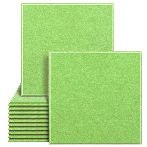 ZEE Sound Proofing Studio Foam Padding High Density Polyester Fiber Acoustic Treatment, 30 * 30 * 1 cm Sound Insulation Panels Beveled Edge Tiles,Studio Home and Office. (Pack 6, Green)