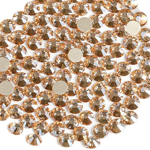 Beadsland Flat Back Crystal Rhinestones Round Gems for Nail Art and Craft Glue Fix Golden Shadow 1214mm SS31440pcs