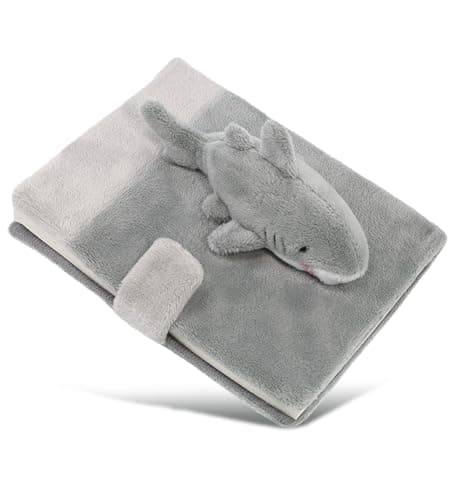 Puzzled DolliBu Shark Plush Journal Notebook - Stuffed Shark Notebook for Girls and Boys, Cute Ocean-Themed Stationary Writing Journal or Diary for Kids and Adults - 80 Pages, 4.5x5.75 Inches