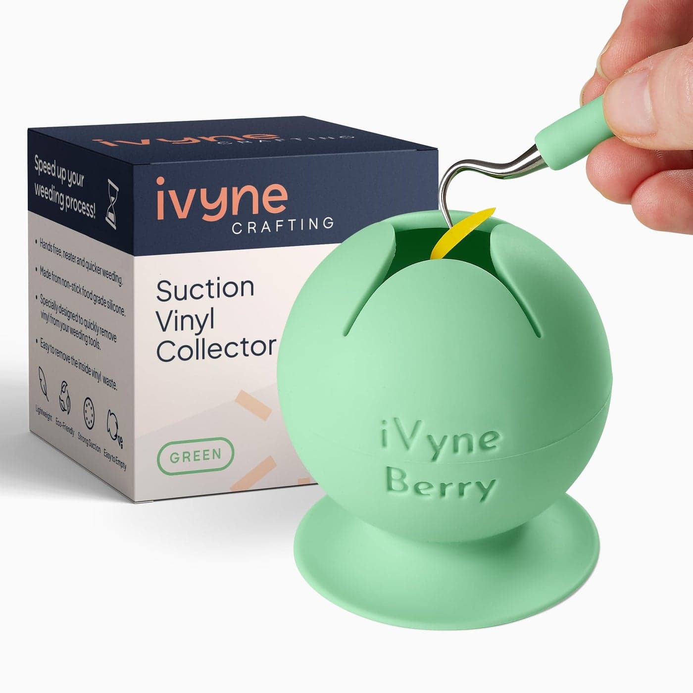 iVyne Berry Suctioned Vinyl Weeding Scrap Collector Holder for Weeding Tools for Vinyl Green