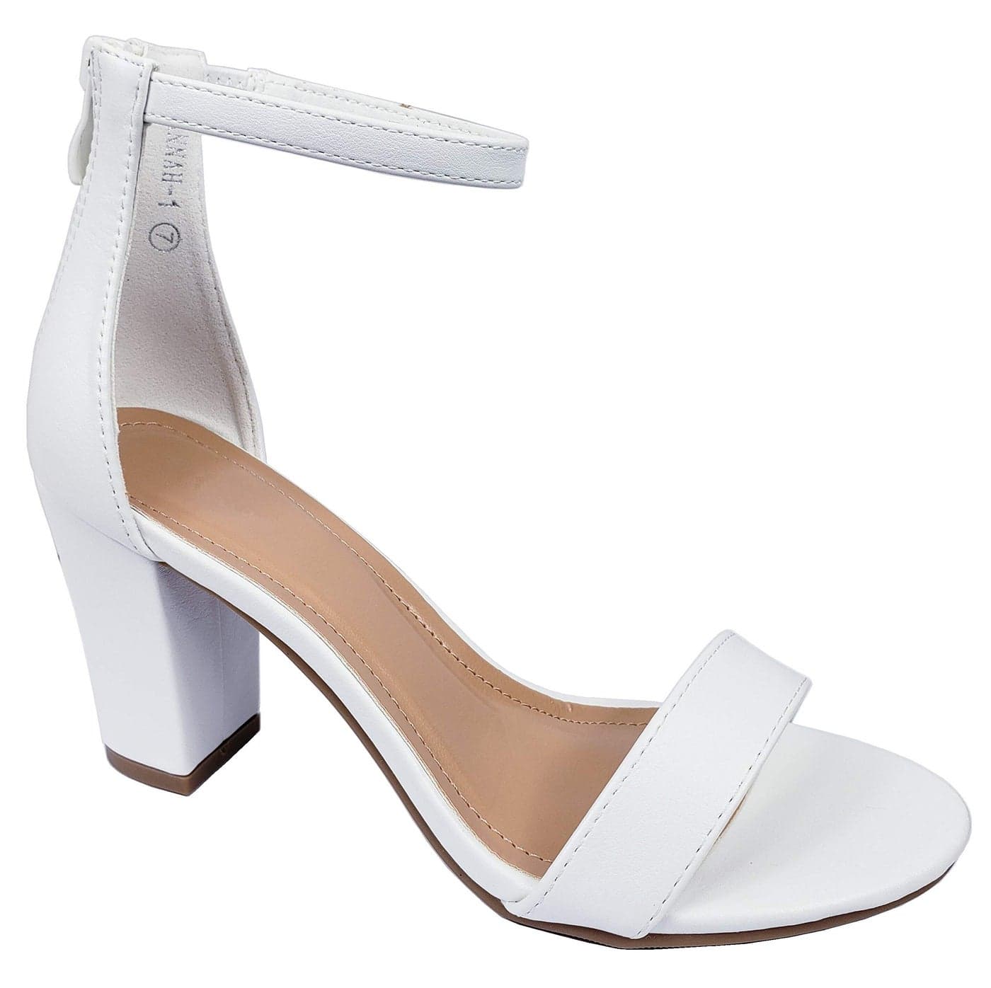 Over the Toe Strap Ankle Wrap Strap Heel Open Toe Medium Heel, White, 6.5