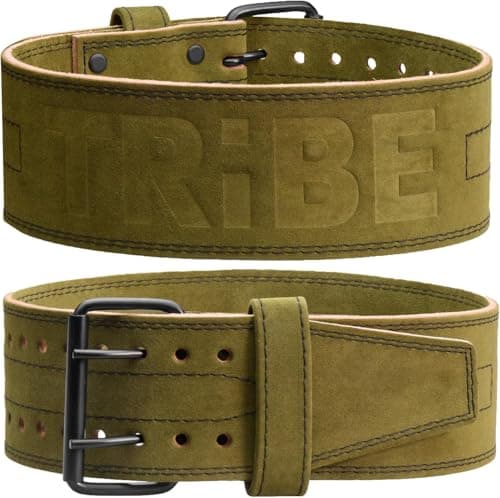 Tribe Lifting 5mm Premium Weight Lifting Belt 100 Genuine Leather Comfortable Squat Deadlift Belt Workout Belt for Men Women Green Medium