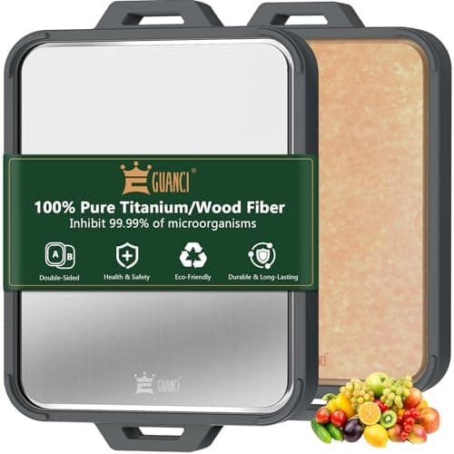 Titanium Cutting Board for Kitchen Double Sided Pure Titanium and Wood Fiber Cutting Board with Juice Groove Food Grade Material for Chopping MeatVegetablesFruit Dishwasher Safe 1611