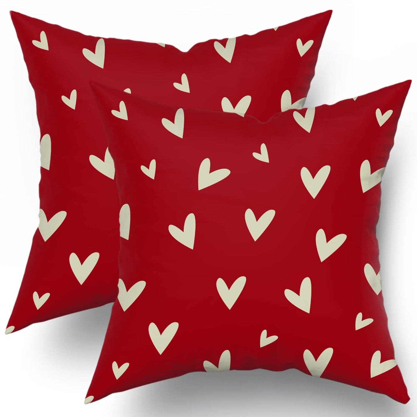 Valentines Day Pillow Covers 18x18 Set of 2 Red Love Heart Holiday Decorative Throw Pillows Romantic Valentine Themed Gifts Pillowcase Cotton Square Cushion Cover Decor for Home Couch Bed Soft