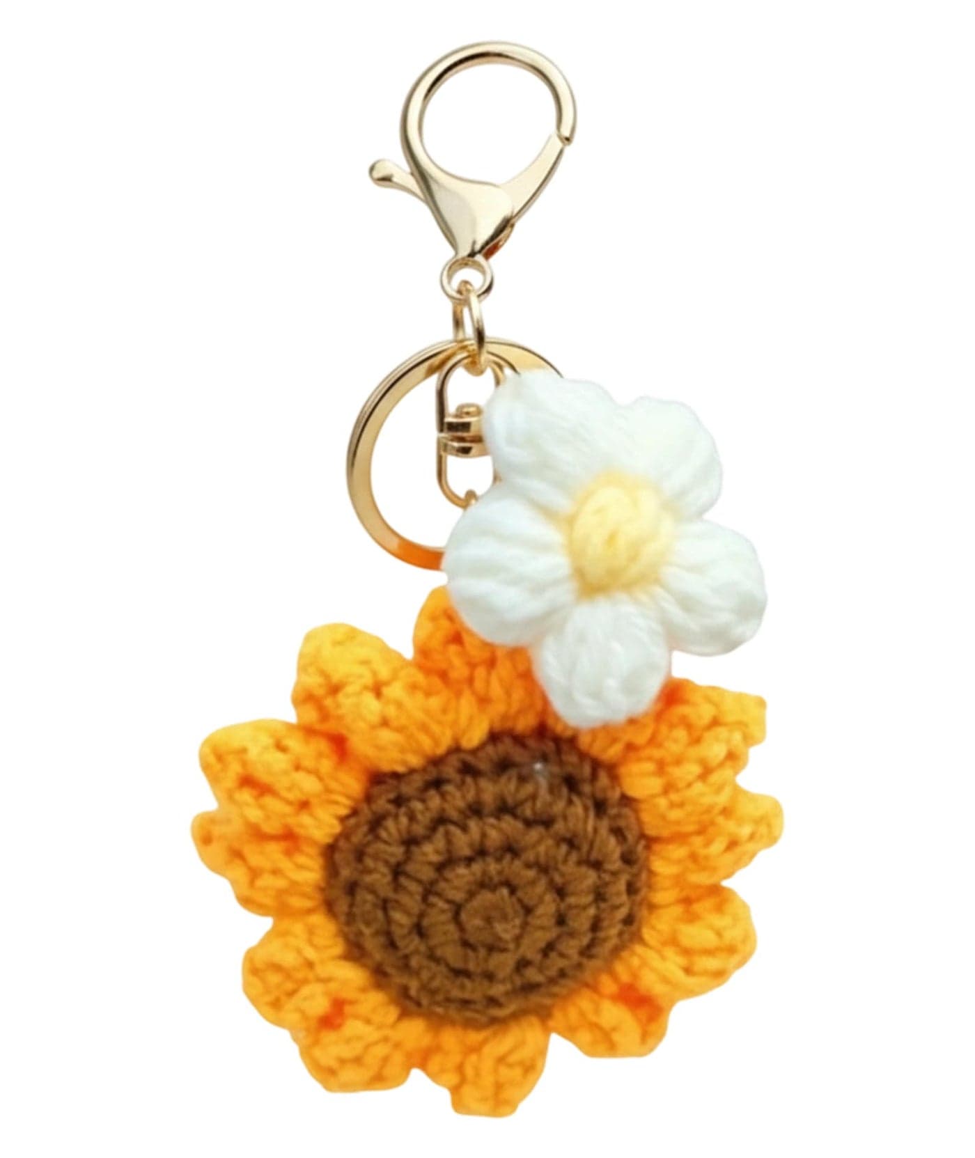 XFSAFDM Crochet Keychain for Woment, You Are My Sunshine Gift with Dual Sided Sun Charm & Key Ring, Handmade Flower Keychain