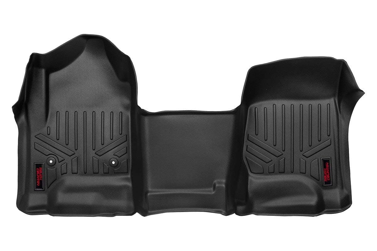Rough Country All Weather Front Floor Mat for Chevy Silverado GMC Sierra 15002500HD3500HD 20142019 Flexible Waterproof Front Mat for Half Length Floor Console